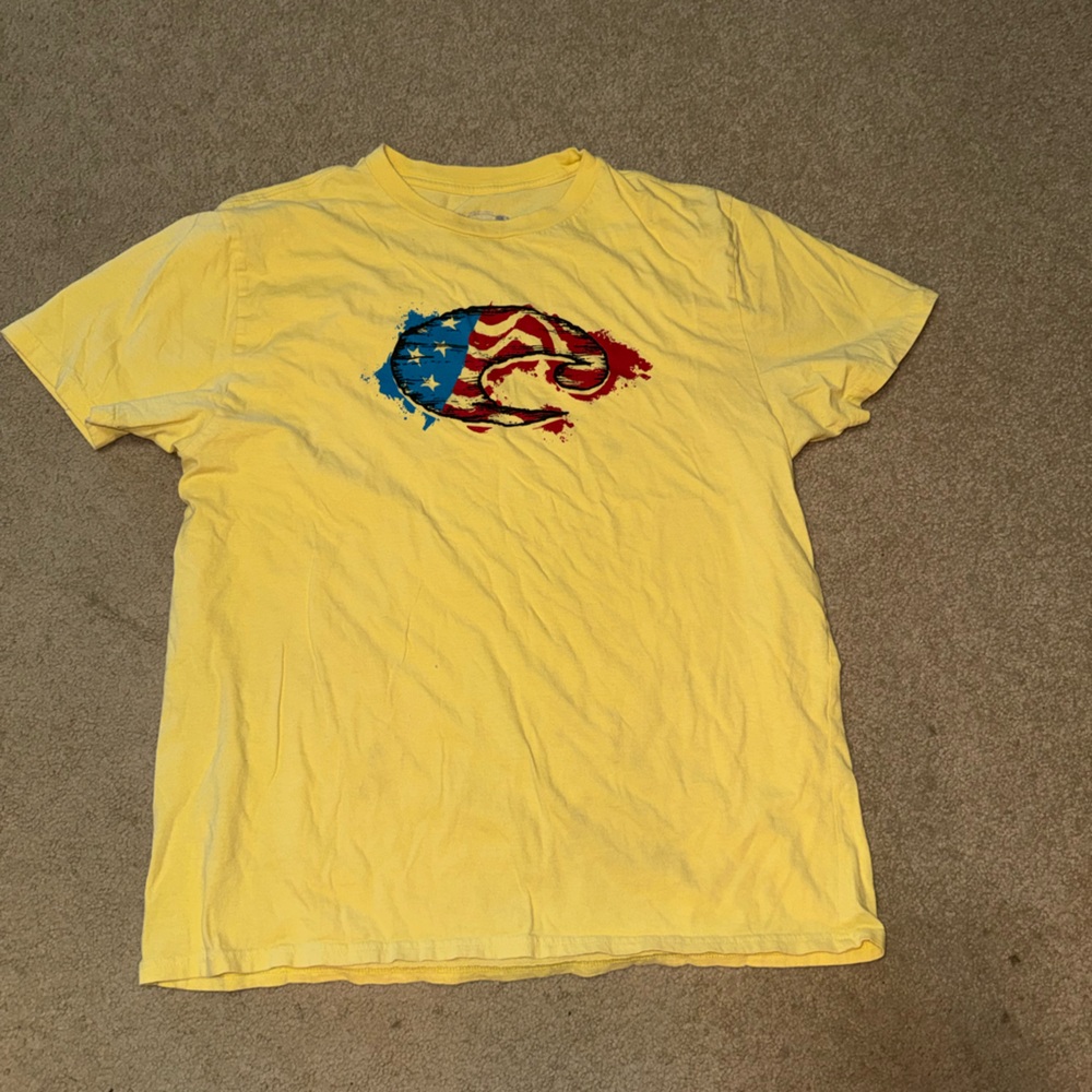 Costa Yellow T‑Shirt with Small Blue Logo